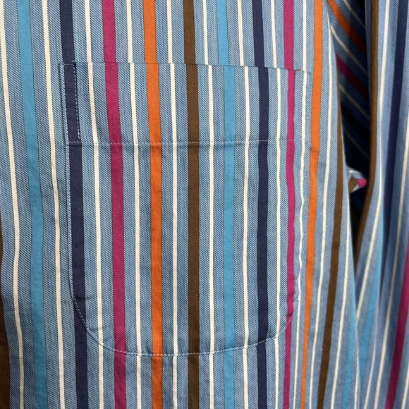 Peter Millar Button Up Shirt Mens Medium Multi Color Striped Long Sleeve - Picture 4 of 5